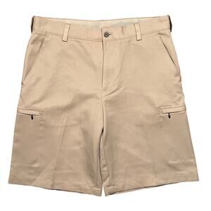 Izod Golf Basix Tan Khaki Classic Fit UPF 50 10" Flat Front Shorts Mens 32
